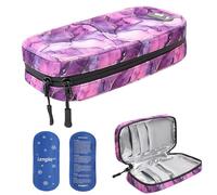 JAKAGO Waterproof Insulin Cooler Travel Case,Lightweight and Super Strong Insulation Insulin Pen Case, Medical Cooler Bag for Insulin Pens & Medication with 2 Large Ice Pack（Marble Purple）