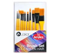 Jakar Acrylic Gold Nylon Hair Brush Set Of 10