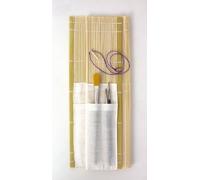 Jakar Bamboo Brush Roll with 10 Cotton Pockets and String Tie 36 x 34cm