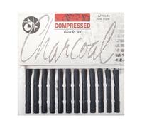Jakar Compressed Charcoal Set Black (12 Sticks) - High-Quality Artist Charcoal For Sketching & Shading (7622)
