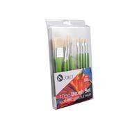 Jakar Oil Painting Brush Set - 10-Piece Natural Bristle Brushes With Wooden Handles, Assorted Sizes & Shapes (6436)