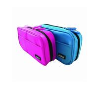 Jakar Rectangular Pencil Case - 21X12X5Cm, Durable Fabric With Mesh Pockets, Assorted Blue & Pink Colours (7461)