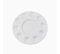 Jakar Round White Plastic Palette - 17.5Cm Diameter (6605) With 10 Wells For Artist Paint Mixing