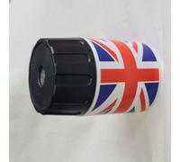 Jakar Single Hole Plastic Pencil Sharpener 5030 Union Jack Printed Cylinder Bin Compact With Removable Bottom For Shavings
