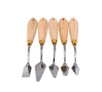 Jakar Tempered Steel Palette Tools 5 Assorted Shapes With Birchwood Handles And Brass Sleeves 6623