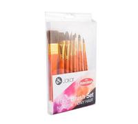 Jakar Watercolour Natural Pony Hair Brush Set 10-Piece Includes Filbert Round Flat Shader Liner And Fan Brushes 6438
