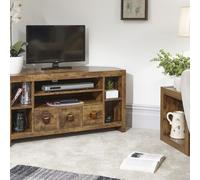 Jakarta Corner TV unit Natural 6 Shelves 3 Drawers