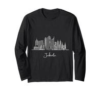 Jakarta Java Skyline Asia Travel Souvenirs White Cityscape Long Sleeve T-Shirt