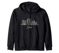 Jakarta Java Skyline Asia Travel Souvenirs White Cityscape Zip Hoodie