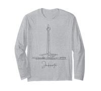 Jakarta Lineart: Minimalist Cityscape Design Long Sleeve T-Shirt