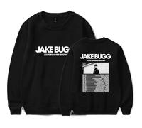 Jake Bugg Merch 2025 Summer Tour Sweatshirt Unisex Long Sleeve Crew Neck Pullover (Black,M)