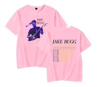 Jake Bugg Merchandise T-Shirts Unisex Fashion Short-Sleeved Tops Round Neck Casual Tee (Pink,L)