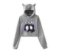 Jake Webber Merch The Tinas Hoodies Sweatshirts for Girls Cat Ear Crop Top Hoodie Youth (Gray,S)