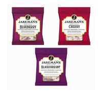 Jakemans Fruit Cough Drops Assortment 3-Pack - Blackcurrant, Blueberry & Cherry Flavours,Soothing Relief for Coughs, Dry Throats & Sore Throats, Voice Care Repair, Natural Menthol Lozenges