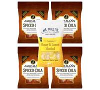 Jakemans Menthol Cough Drops 4 x Spiced Cola 1 x Honey & Lemon | Soothing Herbal Lozenges for Cough Relief, Sore Throat | Natural Vapour Action Hard Candy (5 Pack) (Spiced Cola/Honey & Lemon)