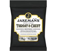 Jakemans Throat & Chest 160g - Pack of 10 - Soothing Menthol Lozenges - Suitable for Vegetarians, Black