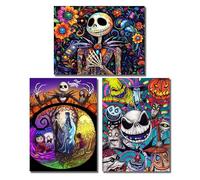 Jakener 3 Pack Halloween Diamond Art Kits for Adults Beginners,Horror Diamond Painting Kits for Adults,5D Full Drill DIY Diamond Dot Gem Art Kit Wall Home Decor Arts Craft 12x16 inch