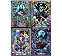 Jakener 4 Pack Halloween Paint by Numbers Kit for Adults Beginner,Horror Easy Adult Paint by Number Kits on Canvas DIY Painting for Beginners Art by Numbers for Home Wall Decor 16x12 Inch