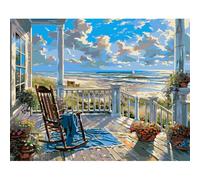 Jakener Beach Paint by Numbers Kit for Adults Beginner ，Landscape Easy Adult Paint by Number Kits on Canvas DIY Painting for Beginners Art by Numbers for Home Wall Decor 40x50 Inch