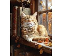 Jakener Book Cat Paint by Numbers Kit for Adults Beginner,Easy Adult Paint by Number Kits on Canvas DIY Painting for Beginners Art by Numbers for Home Wall Decor 16x20