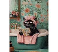 Jakener Cat Reading Paint by Numbers Kit for Adults Beginner,Easy Adult Paint by Number Kits on Canvas DIY Painting for Beginners Art by Numbers for Home Wall Decor 16x20