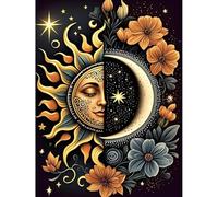Jakener Celestial Bodies Diamond Art Kits for Adults Beginners,Sun and Moon Diamond Painting Kits for Adults,5D Full Drill DIY Diamond Dot Gem Art Kit Wall Home Decor Arts Craft 16x12 inch