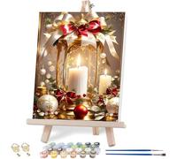 Jakener Christmas Paint by Numbers Kit for Adults Beginner with Frame,Candle Easy Adult Paint by Number Kits on Canvas DIY Painting for Beginners Art by Numbers for Home Wall Decor 10x12 Inch