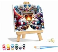 Jakener Christmas Paint by Numbers Kit for Adults Beginner with Frame,Gnome Easy Adult Paint by Number Kits on Canvas DIY Painting for Beginners Art by Numbers for Home Wall Decor 10x10 Inch