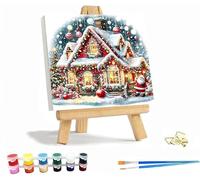 Jakener Christmas Paint by Numbers Kit for Adults Beginner with Frame,Winter Easy Adult Paint by Number Kits on Canvas DIY Painting for Beginners Art by Numbers for Home Wall Decor 10x10 Inch