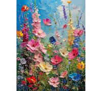 Jakener Flower Diamond Art Kits Adults, 5D Wild Flowers Diamond Painting Kit for Adults, Fun DIY Full Round Drill Crystal Gem Art Craft, Adults Paint by Diamonds Dots Home Wall Decor 12x16 Inch