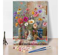 Jakener Flower Paint by Numbers for Adults with Frame,Painting by Numbers for Adults DIY Paint by Numbers Kits for Home Wall Decor 12x16inch