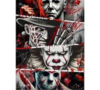 Jakener Halloween Diamond Art Kits for Adults Beginners,Horror Diamond Painting Kits for Adults,5D Full Drill DIY Diamond Dot Gem Art Kit Wall Home Decor Arts Craft 16x12 inch