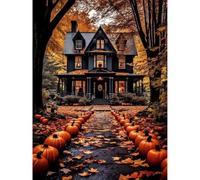 Jakener Haunted House Paint by Numbers Kit for Adults Beginner,Halloween Easy Adult Paint by Number Kits on Canvas DIY Painting for Beginners Art by Numbers for Home Wall Decor 16x20Inch
