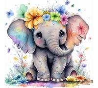 Jakener Paint by Numbers for Adults, Colorful Elephant Painting by Numbers for Adults Canvas Kits, Adult Paint by Numbers Kits Without Frame, DIY Acrylic Oil Painting for Home Wall Decor 14x14 inch
