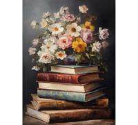 Jakener Paint by Numbers for Adults, Retro Flower Painting by Numbers for Adults Canvas Kits, Adult Paint by Numbers Kits Without Frame, DIY Acrylic Oil Painting for Home Wall Decor 12x16 inch
