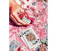 Jakener Poker Diamond Art Kits Adults, Pink 5D Diamond Painting Kit for Adults, Fun DIY Full Round Drill Crystal Gem Art Craft, Adults Paint by Diamonds Dots Home Wall Decor 12x16 Inch