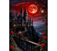Jakener Rose Diamond Art Kits for Adults Beginners,Castle Diamond Painting Kits for Adults,5D Full Drill DIY Diamond Dot Gem Art Kit Wall Home Decor Arts Craft 16x12 inch
