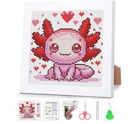 Jakener Salamander Cross Stitch Kits for Adults Beginners, Stamped Embroidery Kits for Adults, 11CT Counted Embroidery Needlepoint Kits Fun DIY Arts and Crafts with Frame 6.7x6.7inch