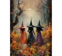 Jakener Witch Paint by Numbers Kit for Adults Beginner,Halloween Easy Adult Paint by Number Kits on Canvas DIY Painting for Beginners Art by Numbers for Home Wall Decor 16x20Inch