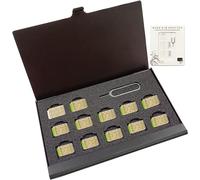 JAKENHAM Aluminum SIM Card Case, 12 Slots Ultrathin Nano SIM Card Holder with Adapter Kit for Travelers