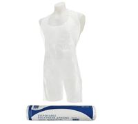 JAKERA 200 Disposable Plastic Aprons - White Healthcare Aprons on Roll with Neck & Waist Ties, Lightweight, Latex-Free, Hygienic Protection