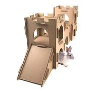 Jake's Farm Yard Cardboard Castle Pet Play Toys - Indoor Climbing, Ramp, and Slide Hamster House for Rabbit, Guinea Pig, and Other Small Animals - UK Crafted