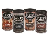 Jake's Nut Roasters - Sweet and Salty Mixed Almond Pack (4-Pack) Whole Dry Roasted Spiced Almonds Variety Pack - Contains Maple, Barbecue, Bleu Cheese and Mesquite Smoked Flavours