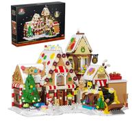 JAKI 2025 Christmas Gingerbread House Factory Building Set,Christmas Village Building Block Toy with Rotating Xmas Tree,Conveyor Belt & Candy House Gift for Adults Boys Girls 12+ (1840 PCS)