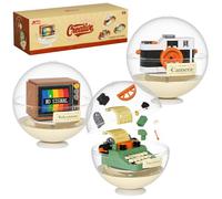 JAKI Typewriter Camera Television Building Toys, Retro Classic Series Building Blocks Set with Dust Cover, Collectible Vintage Display Model Office Room Decor