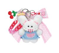 Jakks Pacific Charming Picnic Bunny Bag Charm, Collectable Bag Charms for Girls, Includes Cute, Coquette Style Plush Character and Accessories to Customise, Collect them All!