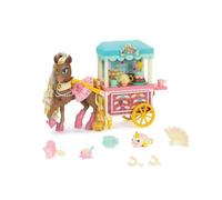 Jakks Pacific Wild Manes Horse Toys for Girls, Cherie Toy Horse with Articulated Front Limbs, Gold Mane, Tea & Treats Carts, & Macaron and Tea Set, Great Gift for Girls, Suggested for Ages 3+