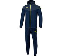 JAKO M9420 Champ 2.0 Men's Polyester Tracksuit with Hood, Navy/Dark Blue/Neon Yellow, XL