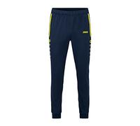 JAKO Men's All-Round Polyester Trousers, Navy/neon Yellow, M