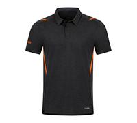 JAKO Men's Challenge Polo Shirt, Mottled Black/neon Orange, M